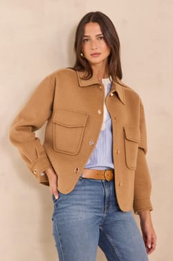 CLEA long sleeve blended wool jacket;${refinementColor}