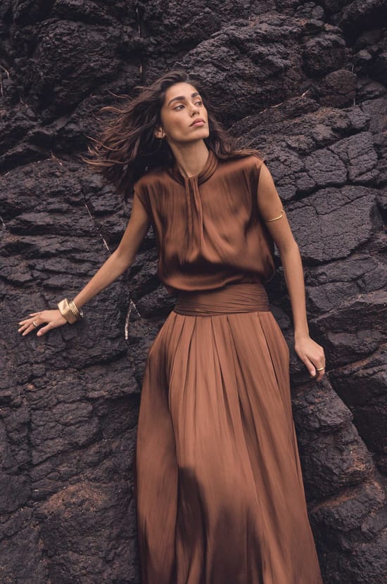 Fluid satin skirt VANINA;${refinementColor}