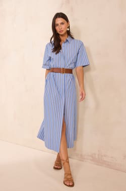 Striped cotton trapeze dress PALMA;${refinementColor}