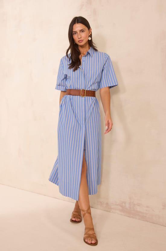 Striped cotton trapeze dress PALMA;${refinementColor}
