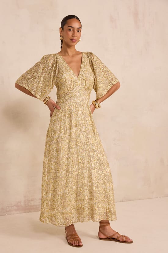 Flowy dress with shiny print BRIDGET;${refinementColor}