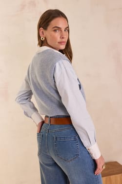 Sleeveless cardigan in 100% wool PARATY;${refinementColor}