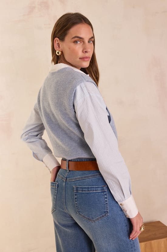 Sleeveless cardigan in 100% wool PARATY;${refinementColor}