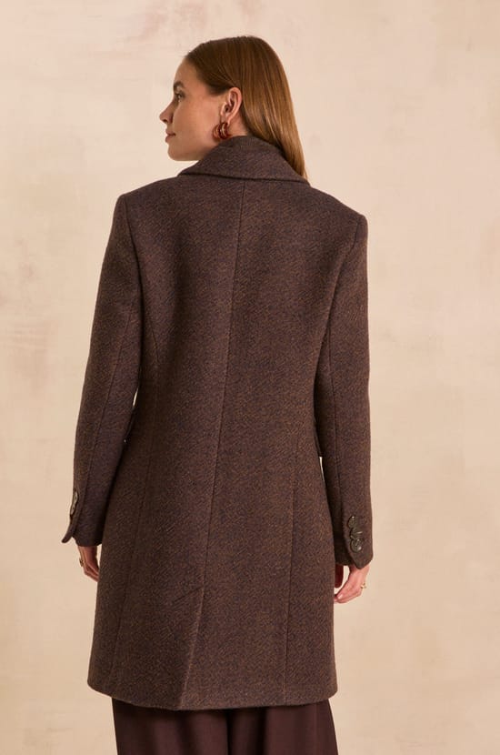 Chocolate mixed wool coat ANABELLE;${refinementColor}
