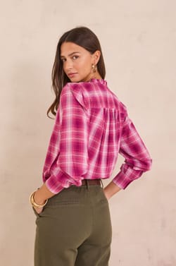 Checkered blouse in 100% cotton DINA;${refinementColor}