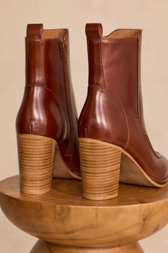 OWEN leather heeled ankle boots;${refinementColor}