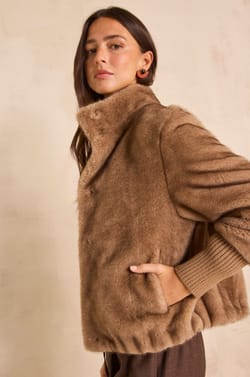 CYNTHIA faux fur jacket;${refinementColor}