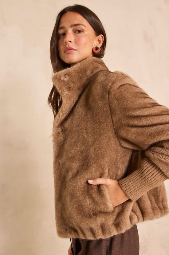 CYNTHIA faux fur jacket;${refinementColor}