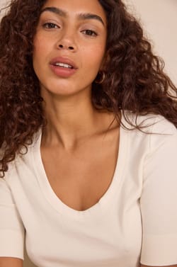 LANA short sleeve cotton blend T-shirt;${refinementColor}