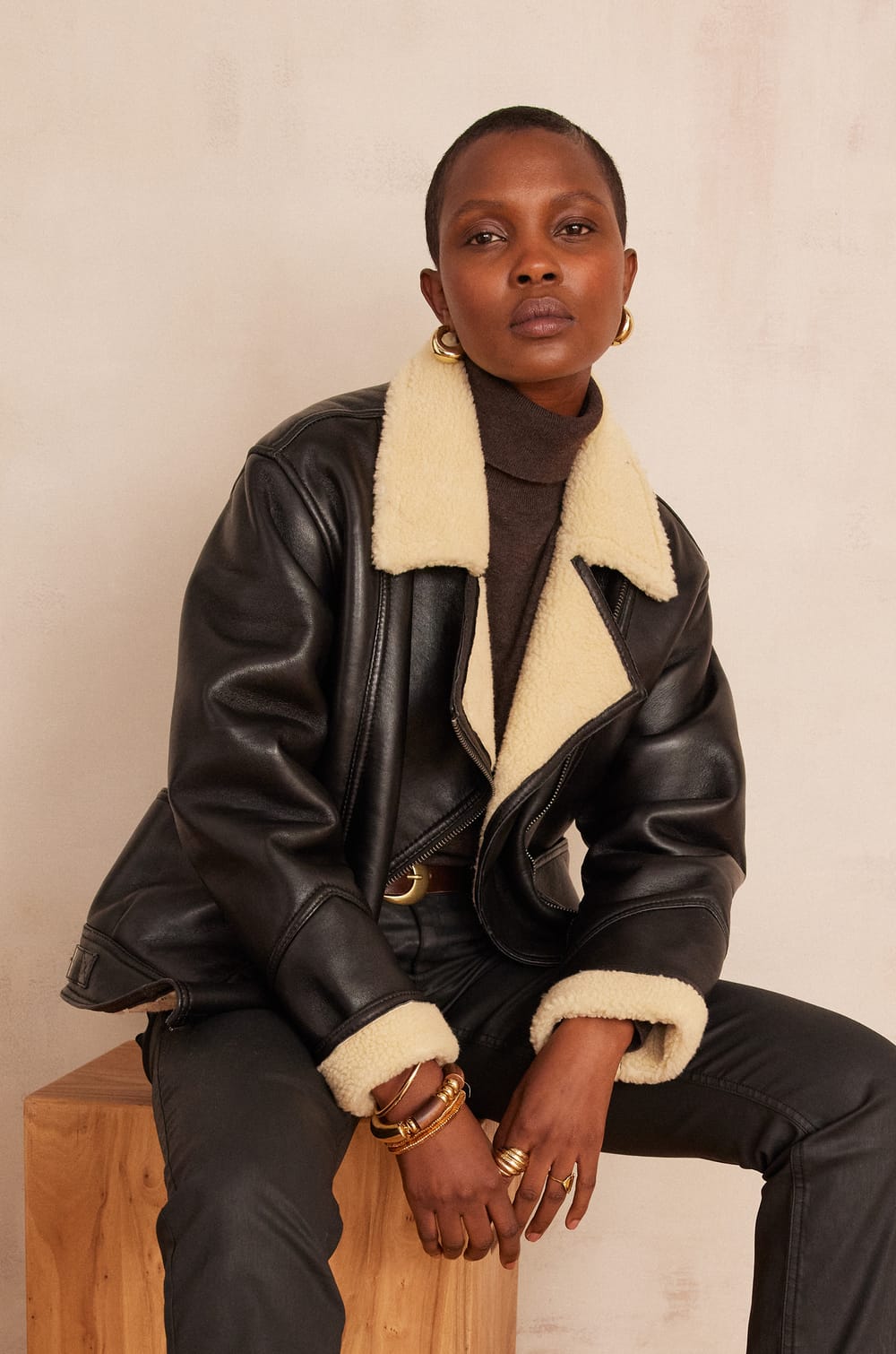 FOLIO leather jacket;${refinementColor}