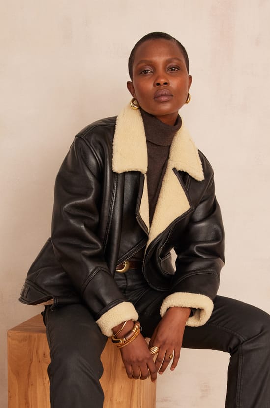 FOLIO leather jacket;${refinementColor}