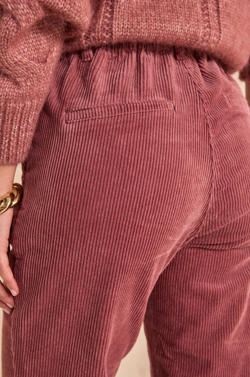 Frosted pink chino in mixed cotton SABIL;${refinementColor}