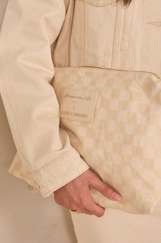 Pochette en jean &agrave; carreaux Audrey Lombard x Maison 123 SUZIE;${refinementColor}