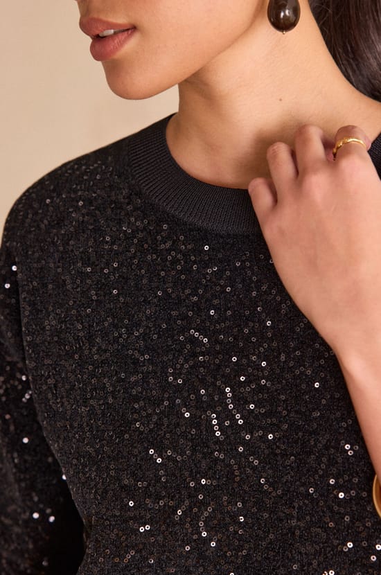 Robe courte en maille &agrave; sequins REVEILLON;${refinementColor}