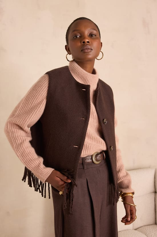 PAIGE fringed wool waistcoat;${refinementColor}