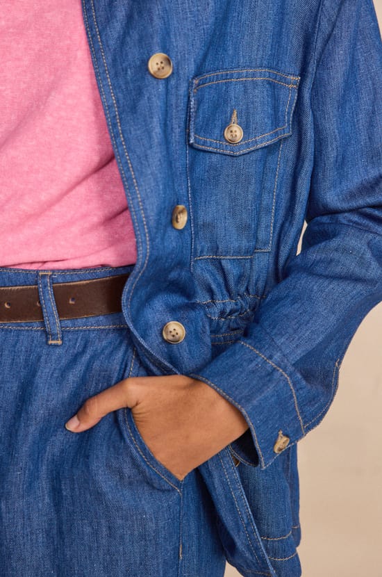 Veste &agrave; manches longues en jean CLAIRE;${refinementColor}