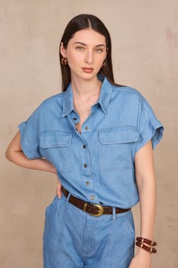 Chemise &agrave; manches courtes en denim DULCINEA;${refinementColor}