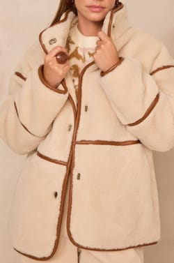 Camelia shearling-look jacket;${refinementColor}