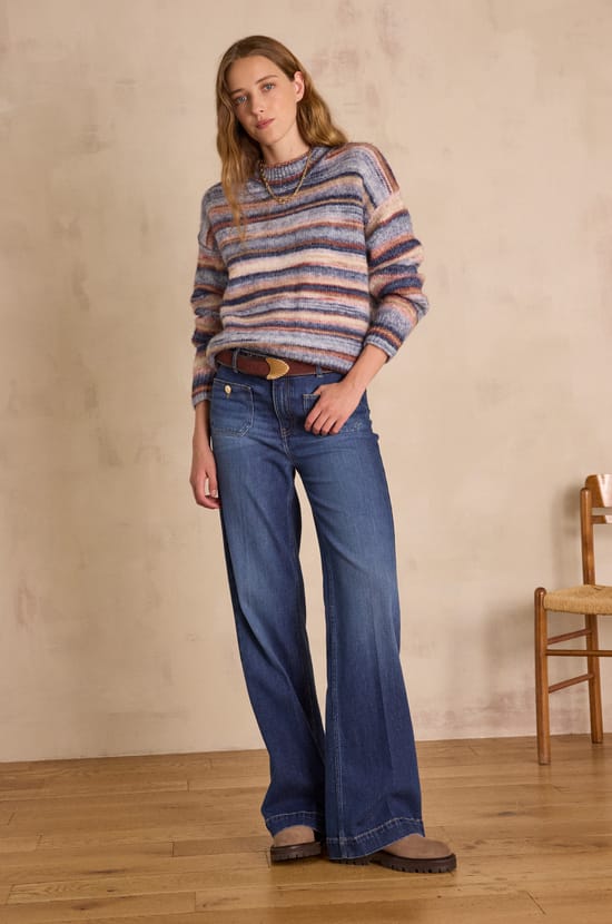 ANAIS wide-leg raw denim jeans;${refinementColor}