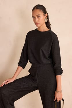 Long-sleeved sequined top FLAMME;${refinementColor}