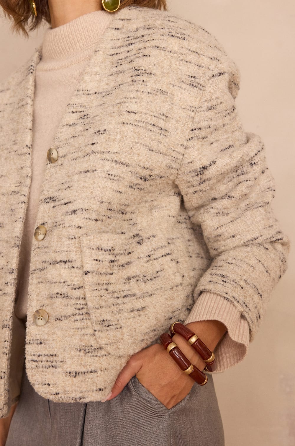 COLETTE tweed jacket;${refinementColor}