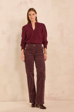 Paarse flared broek van velvet NINON;${refinementColor}