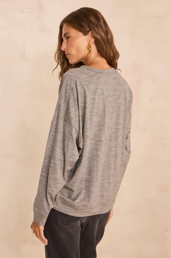 T-shirt anthracite &agrave; manches longues en laine TEOPHILE;${refinementColor}