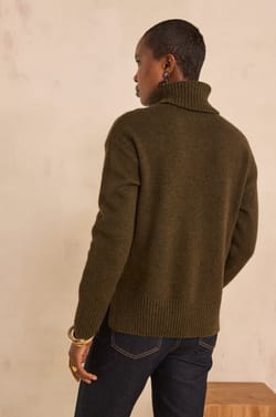 Pull kaki &agrave; manches longues en laine m&eacute;lang&eacute;e ARNOLD;${refinementColor}