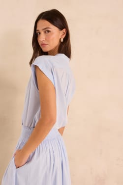 MONICA sleeveless striped cotton blouse;${refinementColor}