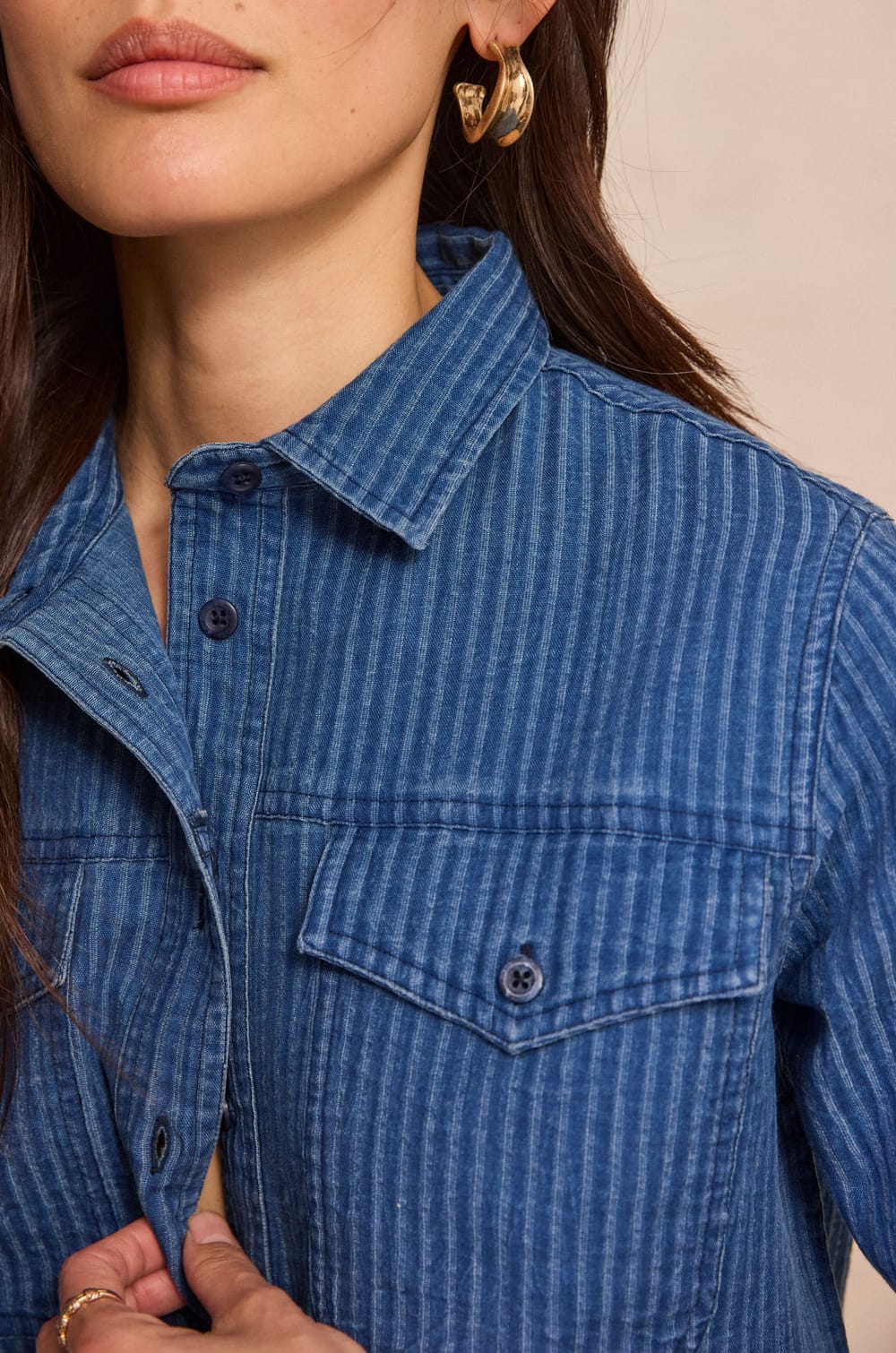 DORA long-sleeve cotton blouse;${refinementColor}