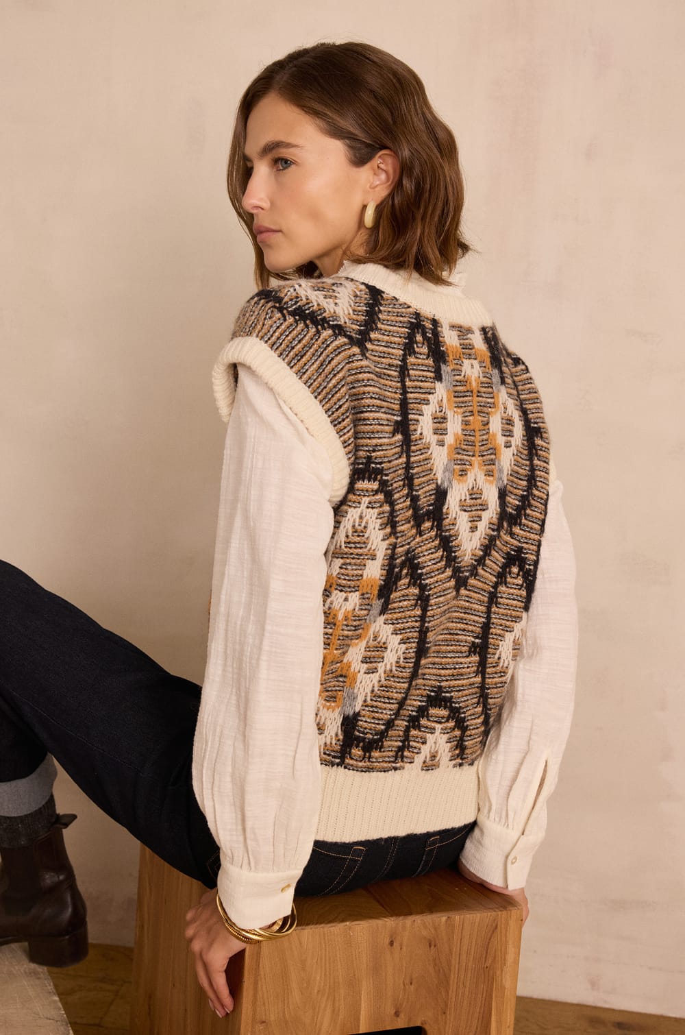 BLISS sleeveless jumper in wool;${refinementColor}