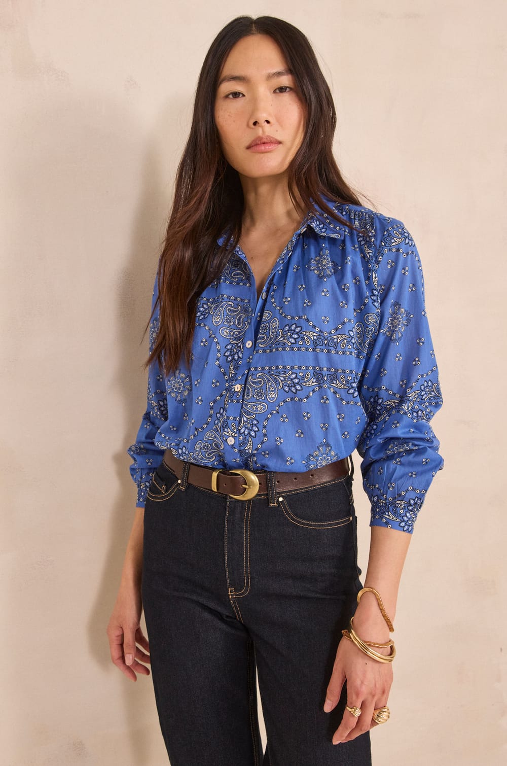 Chemise manches longues en coton DAURELY;${refinementColor}