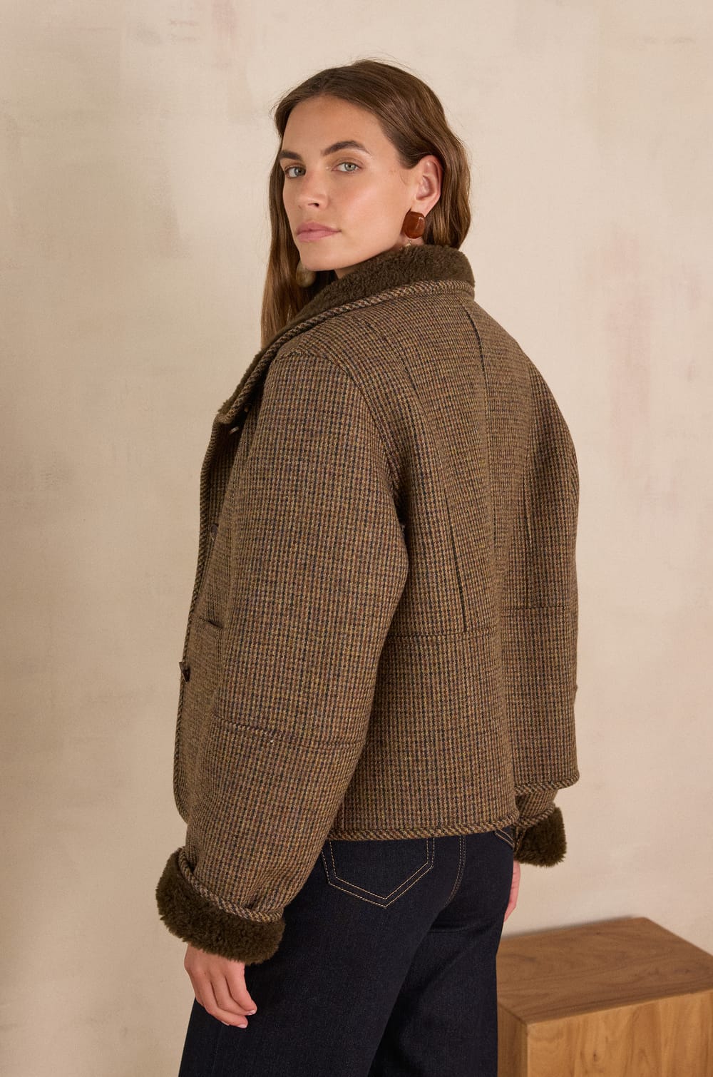 DARIO checked coat;${refinementColor}