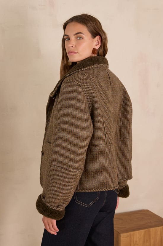 DARIO checked coat;${refinementColor}