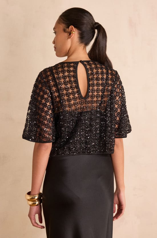 BLING cropped Top with rhinestones;${refinementColor}
