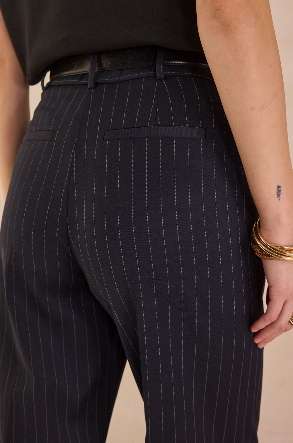 LAYLA high-waisted striped trousers;${refinementColor}