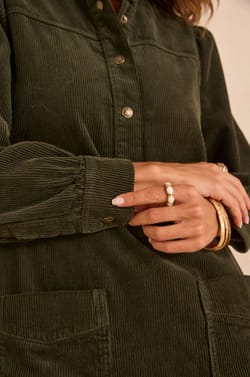Straight fir green cotton dress BLAKE;${refinementColor}