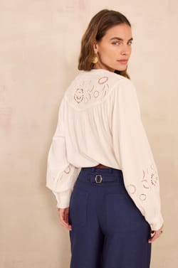 Long Sleeve Blouse Mixed Cotton DOLLY;${refinementColor}