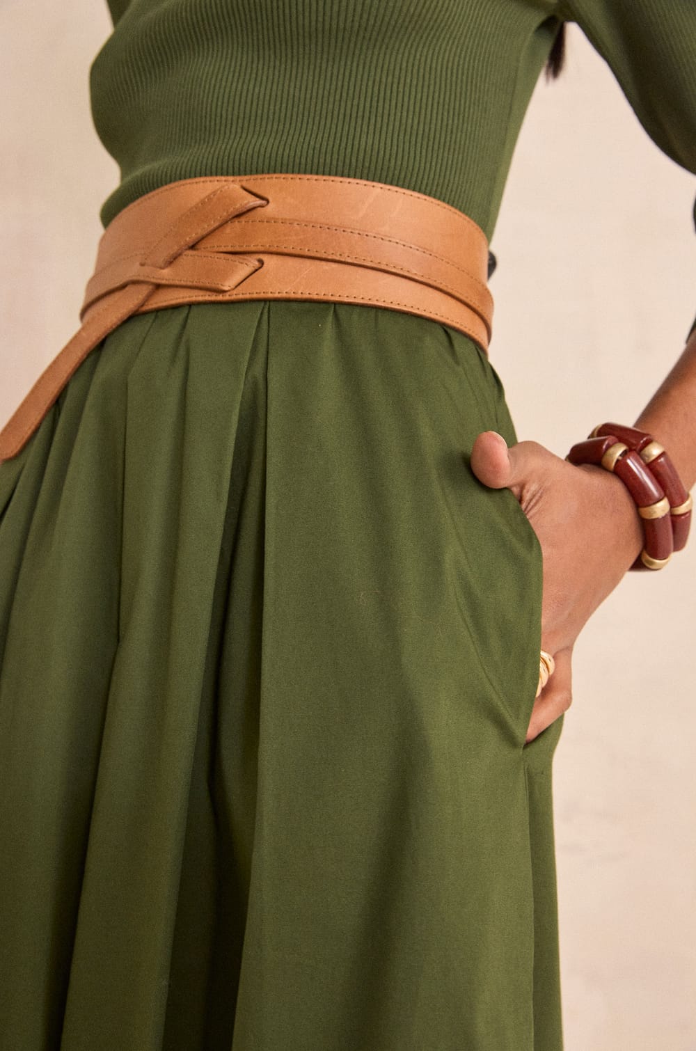 BLONDIE bi-material A-line dress;${refinementColor}