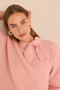 Blush pink high-neck sweater ANAIS;${refinementColor}