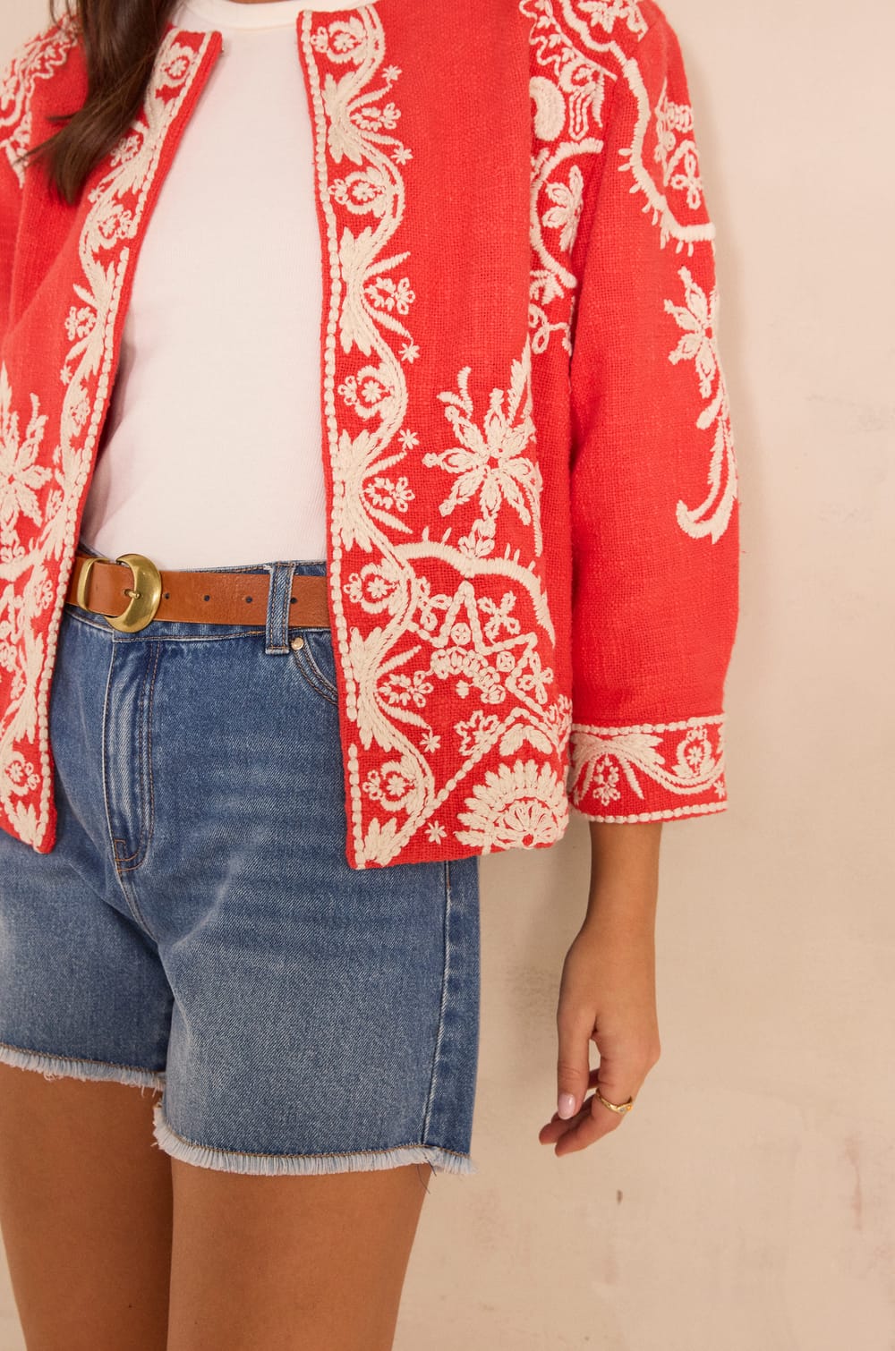 VALMA long sleeve embroidered cotton jacket;${refinementColor}