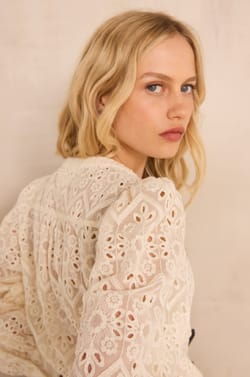 Long sleeve embroidered blouse CAMOMILE;${refinementColor}