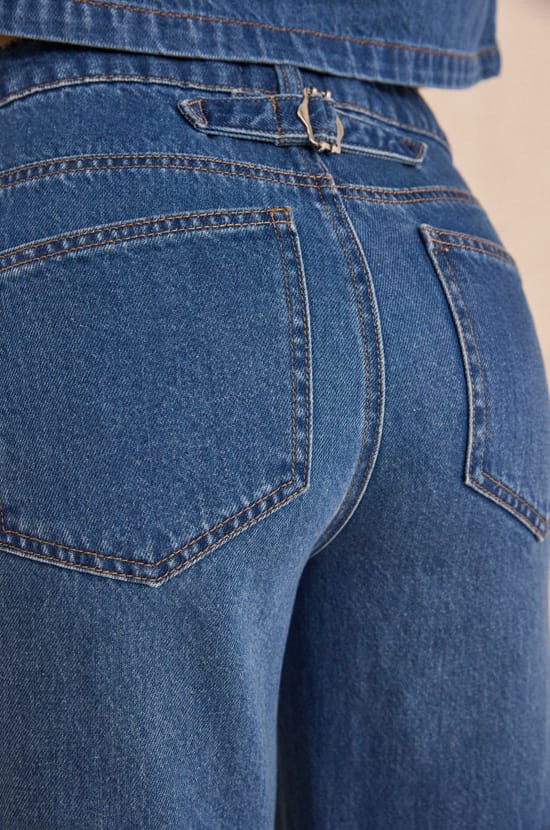 Weite, cropped Baumwollhose ROMY;${refinementColor}