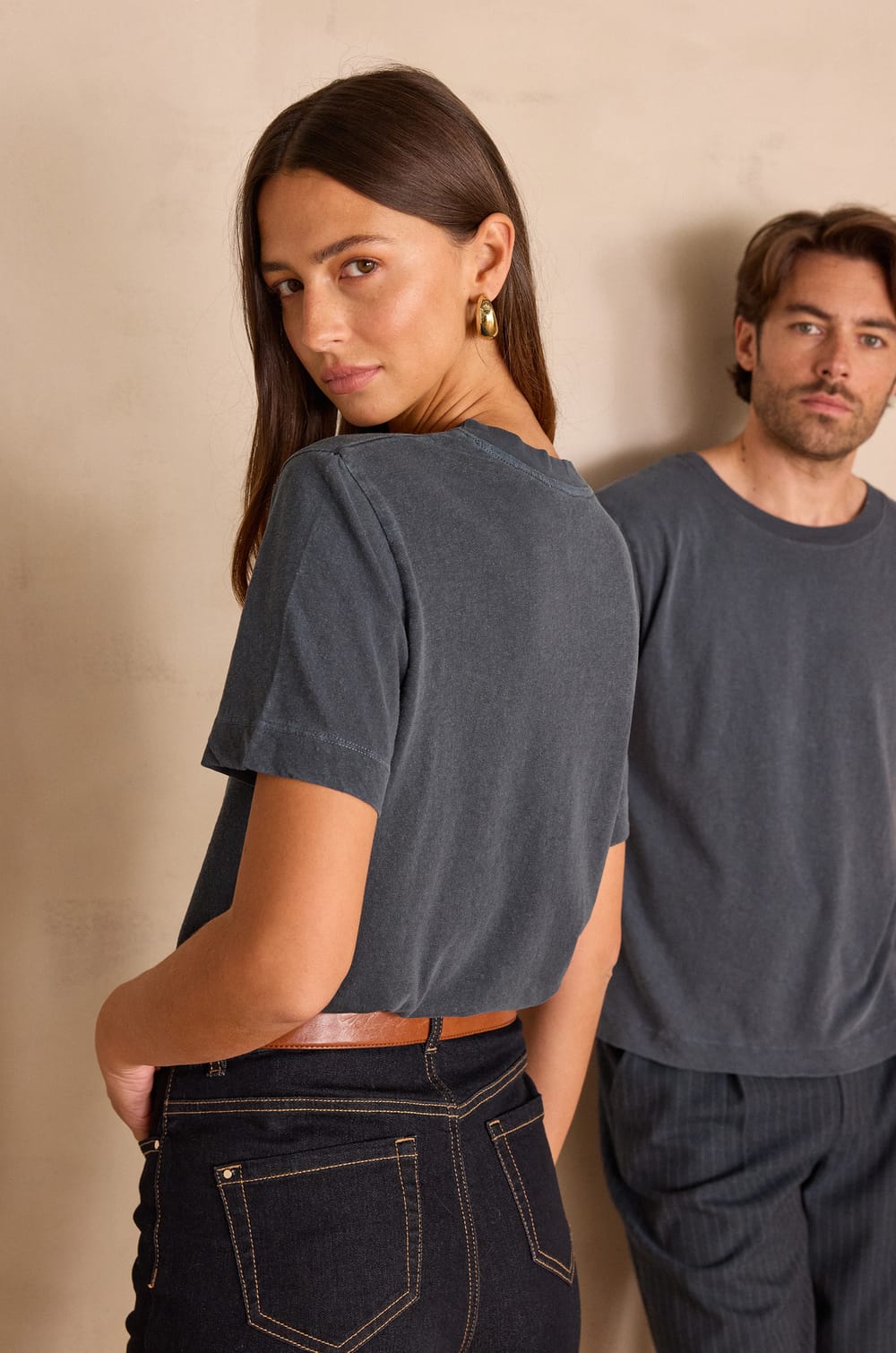 T-shirt col rond unisexe en coton MARCEL(LE);${refinementColor}