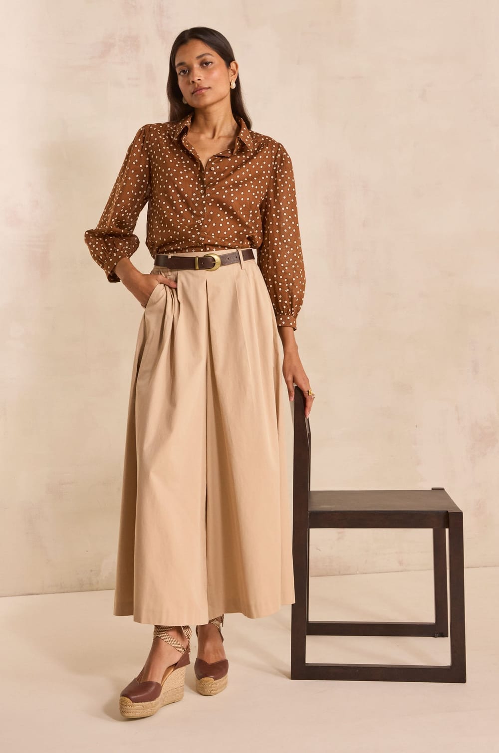 DYLAN cotton polka dot printed shirt;${refinementColor}