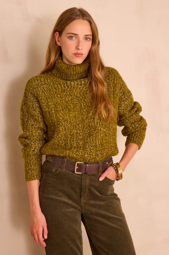 BRANDY turtleneck jumper in wool and cotton;${refinementColor}