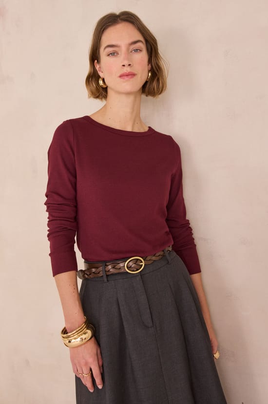 LENA ribbed cotton T-shirt;${refinementColor}