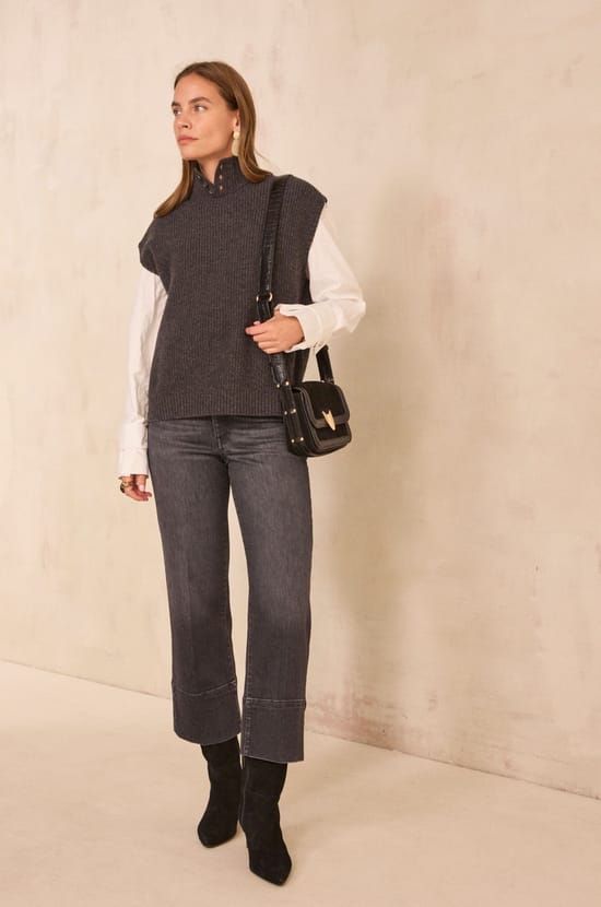 Wide cotton blend pants SOPHIA;${refinementColor}