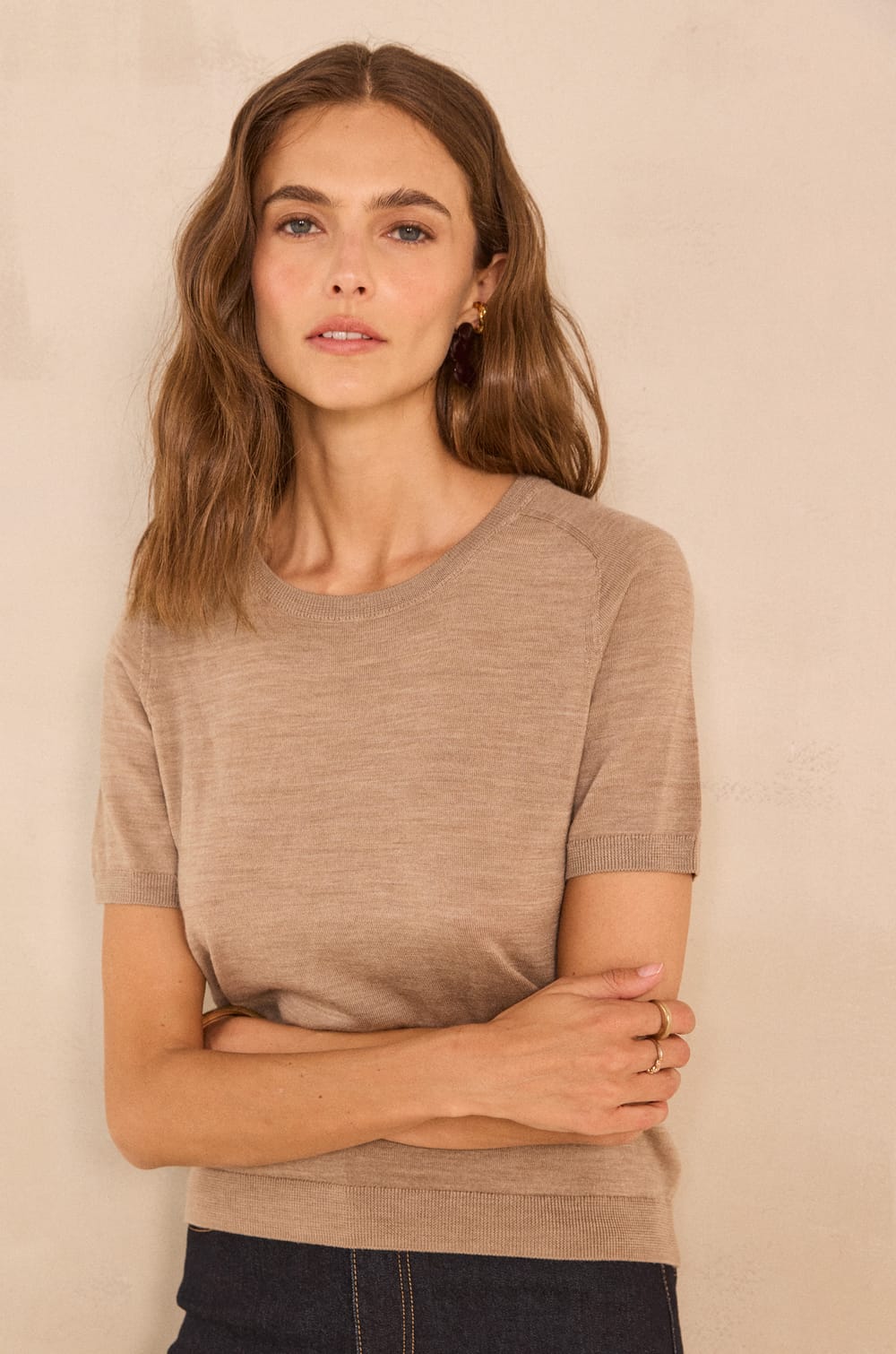 Short-sleeved wool sweater ALICE;${refinementColor}