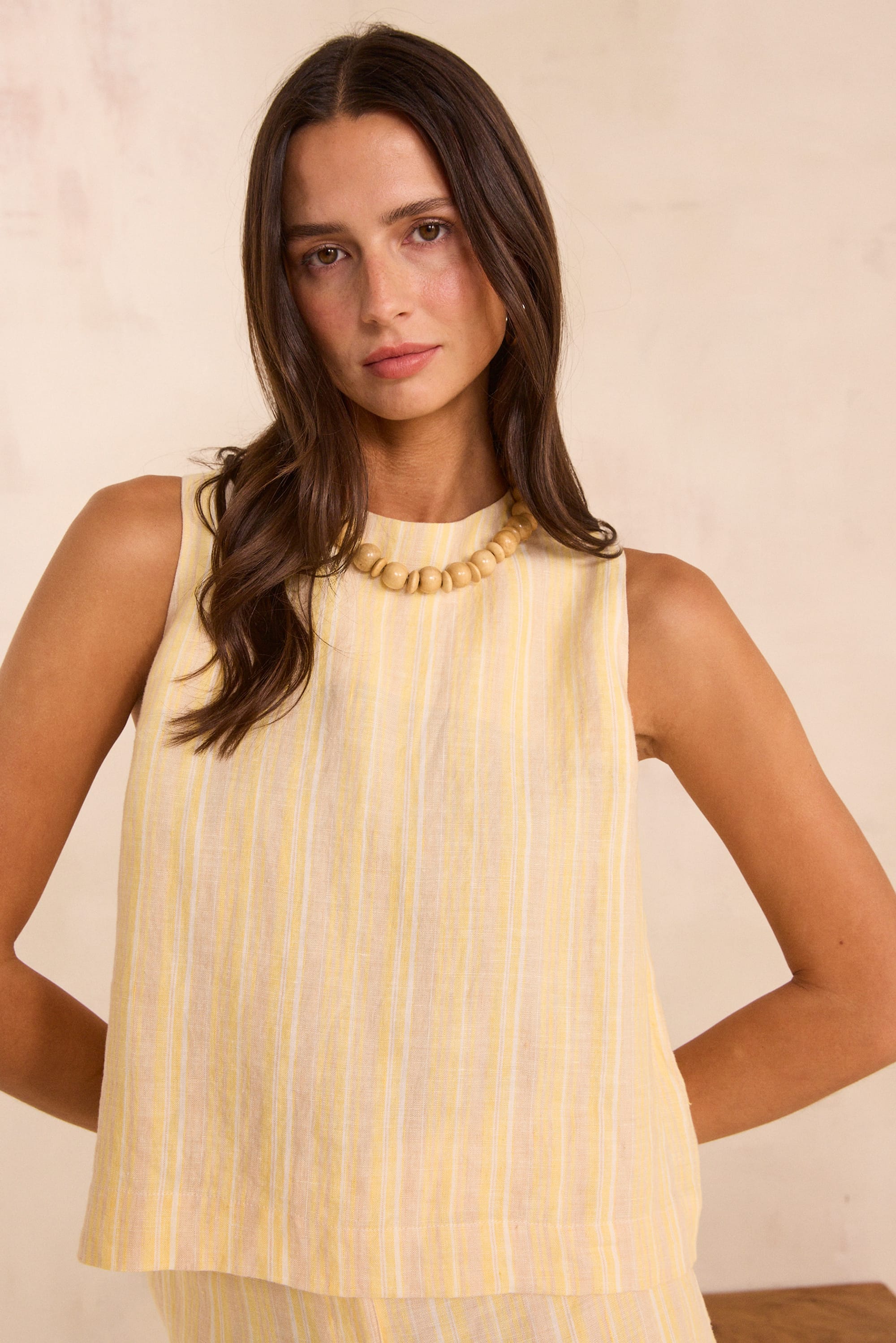 Sleeveless striped linen top MELINA woman | BUT | Maison 123